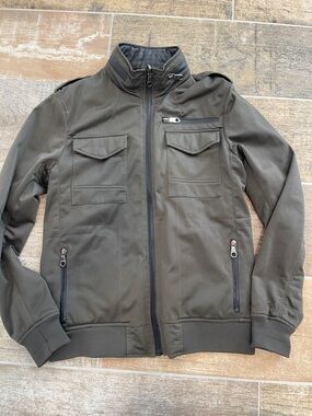 ZARA Collection Mens Olive Green Utility Jacket Full Zip Size Small S